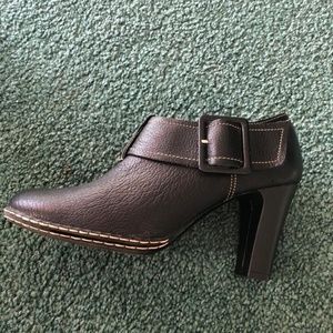 Black leather booties